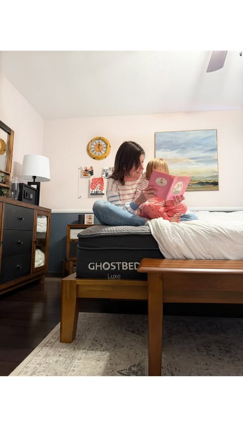 Instagram post by @dunnfamilyfun for GhostBed. Caption reads: [...] anymore. So far, I’m impressed with my....