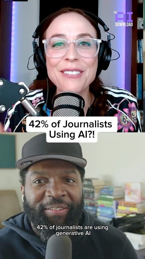 Instagram post by @shiralazar for What's Trending. Caption reads: AI is quietly reshaping journalism—and many....