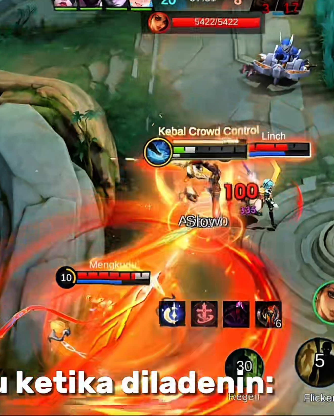 TikTok post by @lapuryu for Mobile Legends. Caption reads: Gak pegel bang? 😭 #Lapuryu #Lapulapu #MLBB....