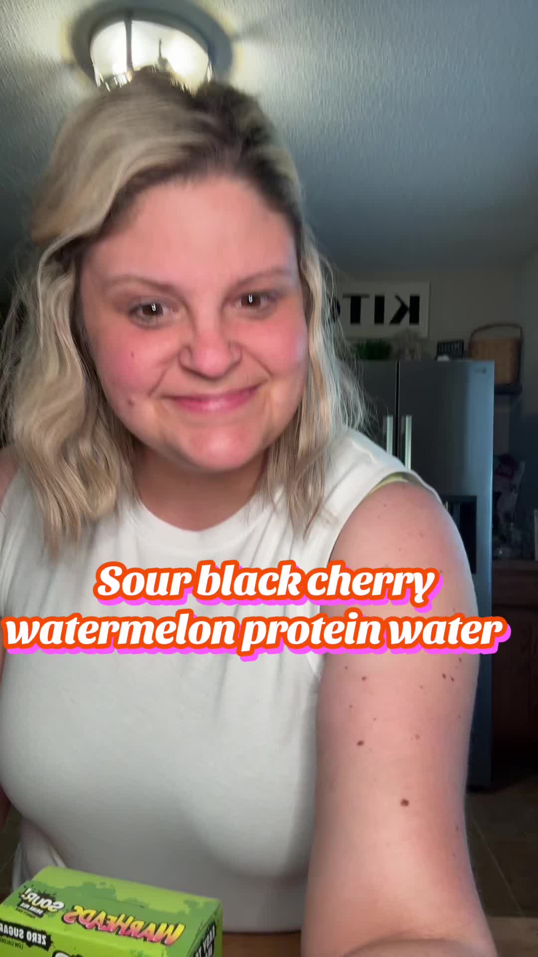 TikTok post by @candice_losing_it for Singles To Go. Caption reads: [...] cherry watermelon protein water....