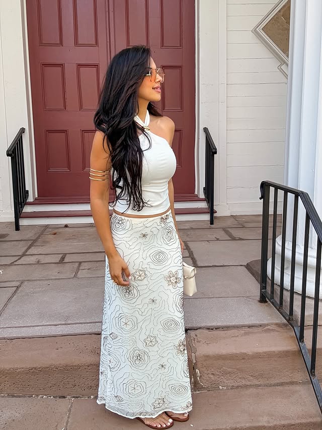 Instagram post by @marian.el.diaries for 12TH TRIBE. Caption reads: [...] of this beaded skirt from @shop12thtribe....