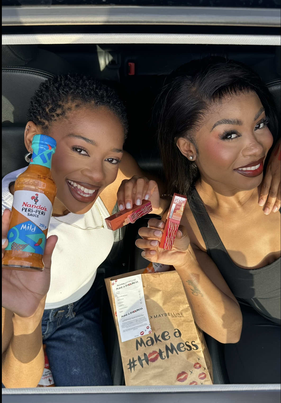 TikTok post by @thamidwanya for Maybelline New York. Caption reads: We, @Hlengiwe Dongo and I, obviously brought you....