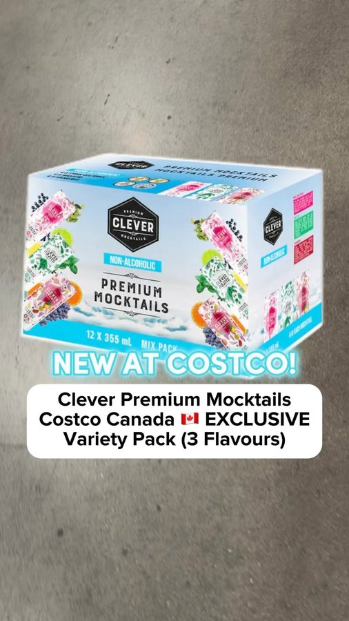 Instagram post by @we_love_costco for Clever Mocktails. Caption reads: [...] Pack of Premium Mocktails from....