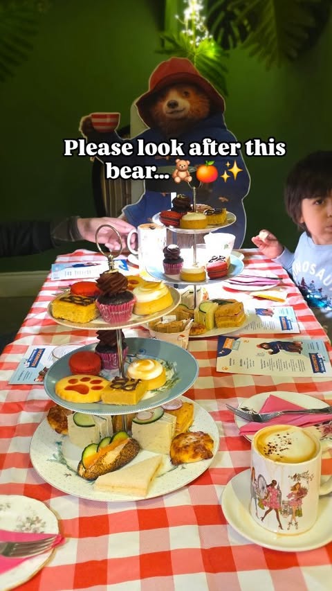 Instagram post by @thetunbridgewellsmummy for Brigit’s Bakery. Caption reads: [...] pre-theatre afternoon tea at @brigitsbakery....