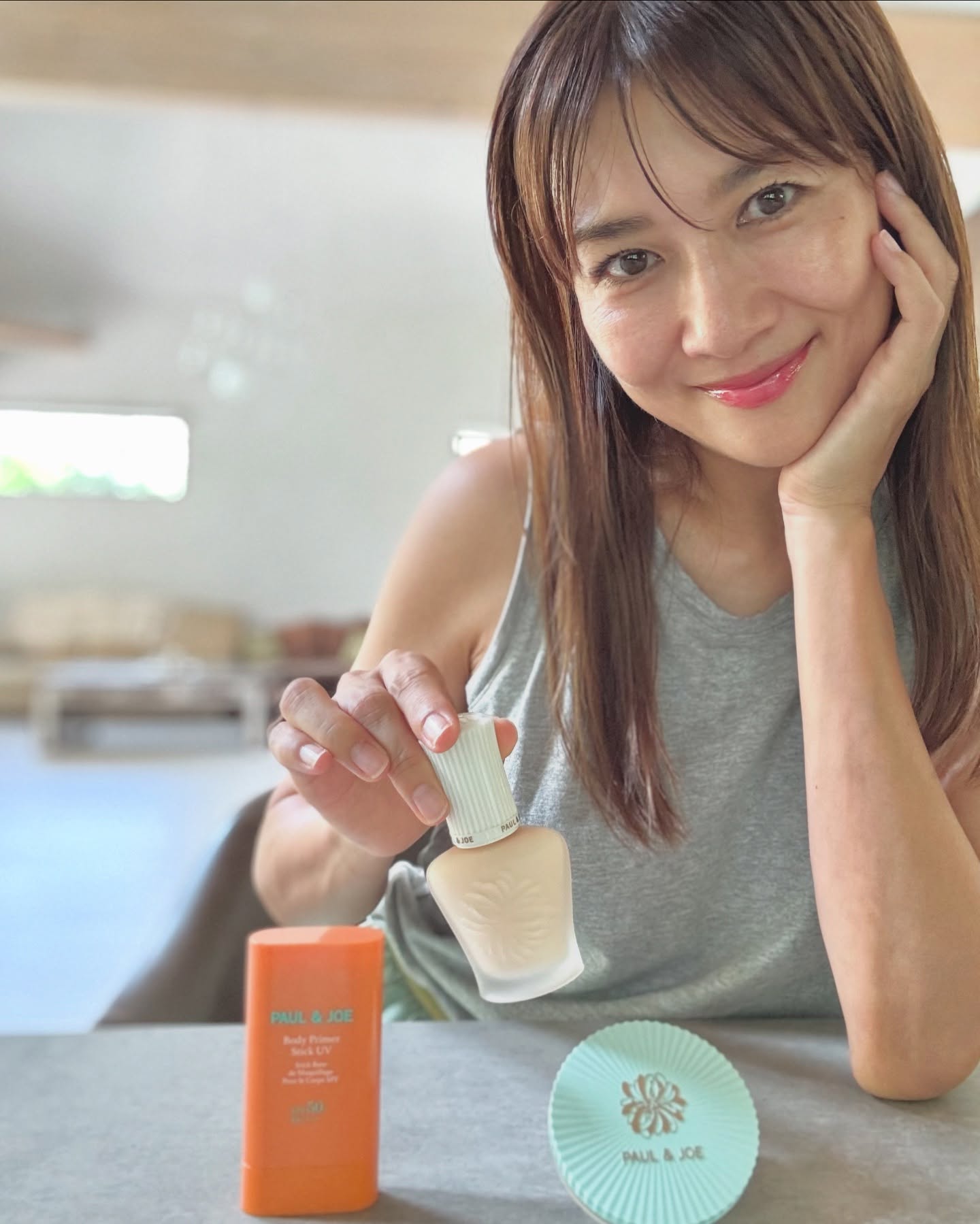 Instagram post by @nanakofujisaki for PAUL & JOE BEAUTE. Caption reads: .
7月はびっくりするくらい日差しが強いよね
みんなはUV対策何してる？

私は最近使い始めた
ポー....