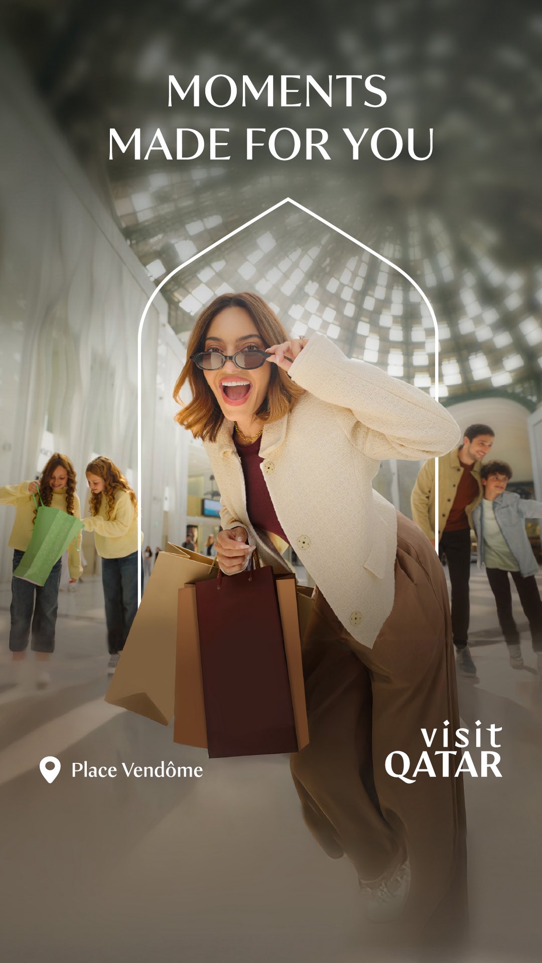 Instagram post by @qatarcalendar for Visit Qatar. Caption reads: From shopping and fine dining to fun amusement....