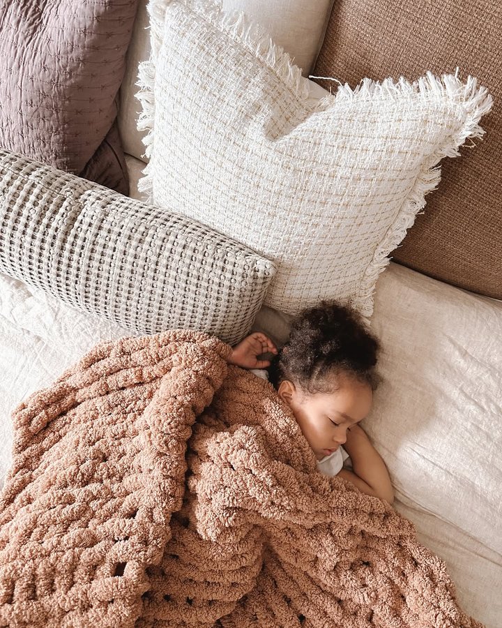 Instagram post by @bellistonfamily for Levtex Home. Caption reads: [...] and I decided to use bedding from LevTex....