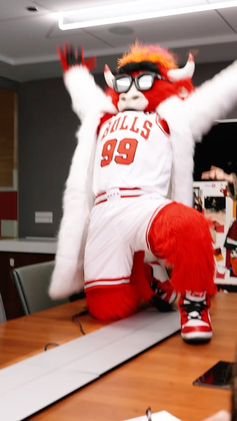 Instagram post by @bennythebull for BMO. Caption reads: Office antics in the off-season 👨‍💼 Watch....