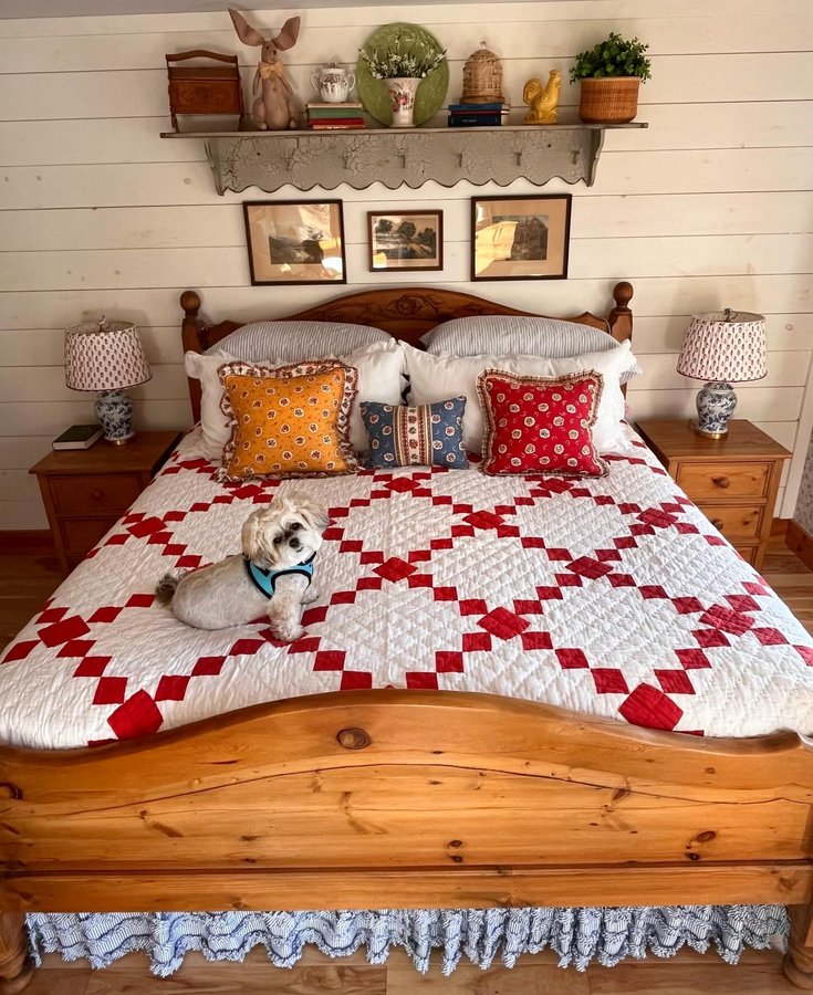 Instagram post by @windowboxcottage for Garnet Hill. Caption reads: Barely a leaf left on the trees, but the upside is....