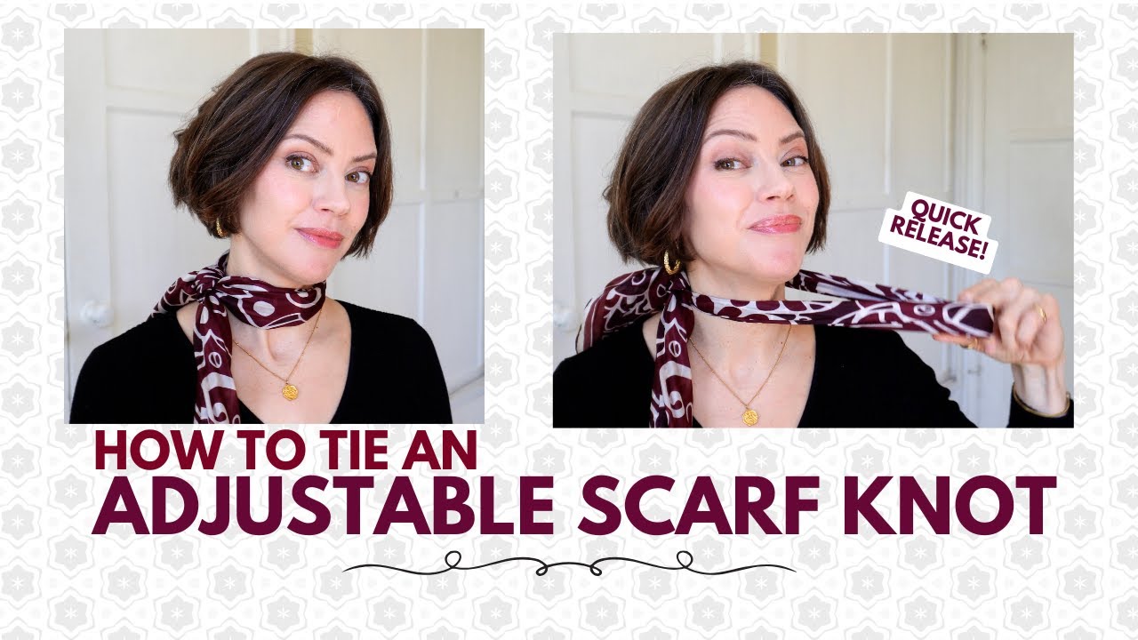 YouTube post by @unblahyourself for Qure Skincare. Caption reads: How to tie an adjustable scarf knot - Tying silk....