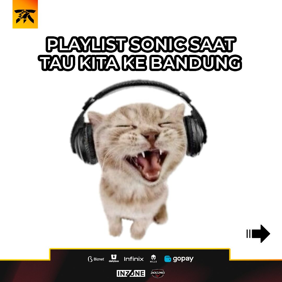 Instagram post by @onic.esports for FNATIC. Caption reads: [...] — Let’s sing all the way to Bandung. —....