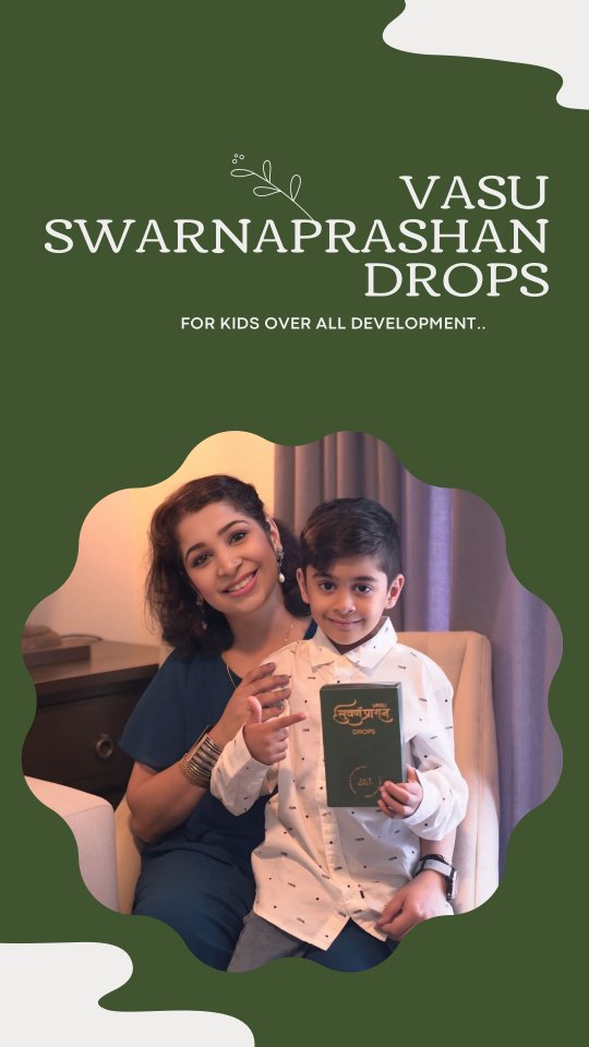 Instagram post by @notjustanyblogger for Vasu Healthcare. Caption reads: Started including @vasuhealthcare Swarnaprashan....