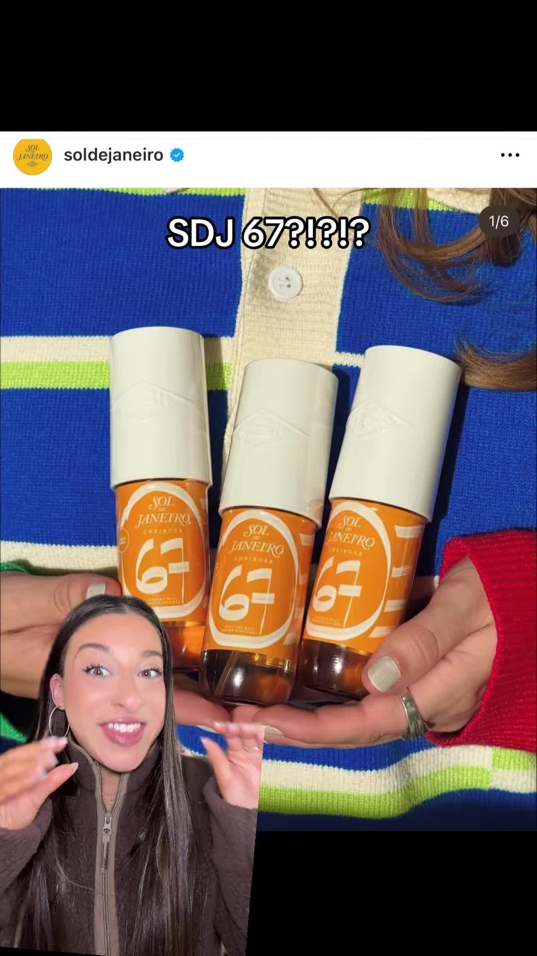 TikTok post by @allierosss for Sol de Janeiro. Caption reads: OMGGG @Sol de Janeiro 67 IS HEREEE!!!!!....