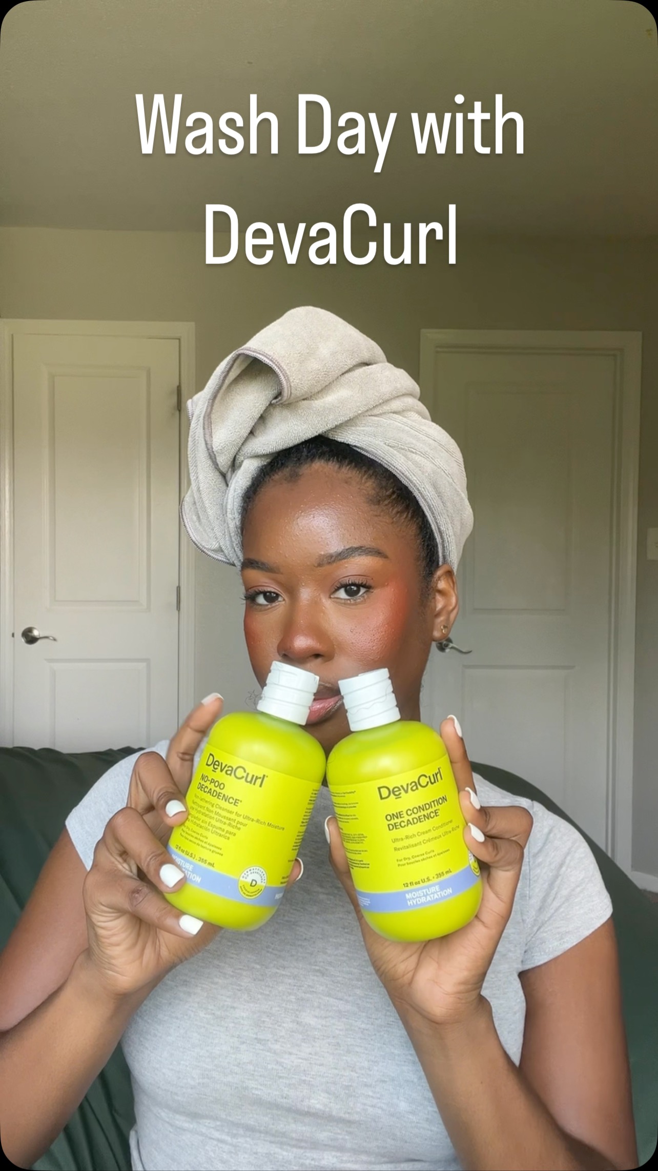 Instagram post by @nunies99 for DevaCurl. Caption reads: [...] between volume and definition. These....