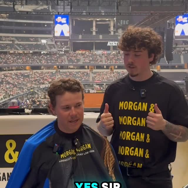 Instagram post by @alec_thebarber_ for Morgan & Morgan. Caption reads: Was blessed to hit up the PBR World Finals with....