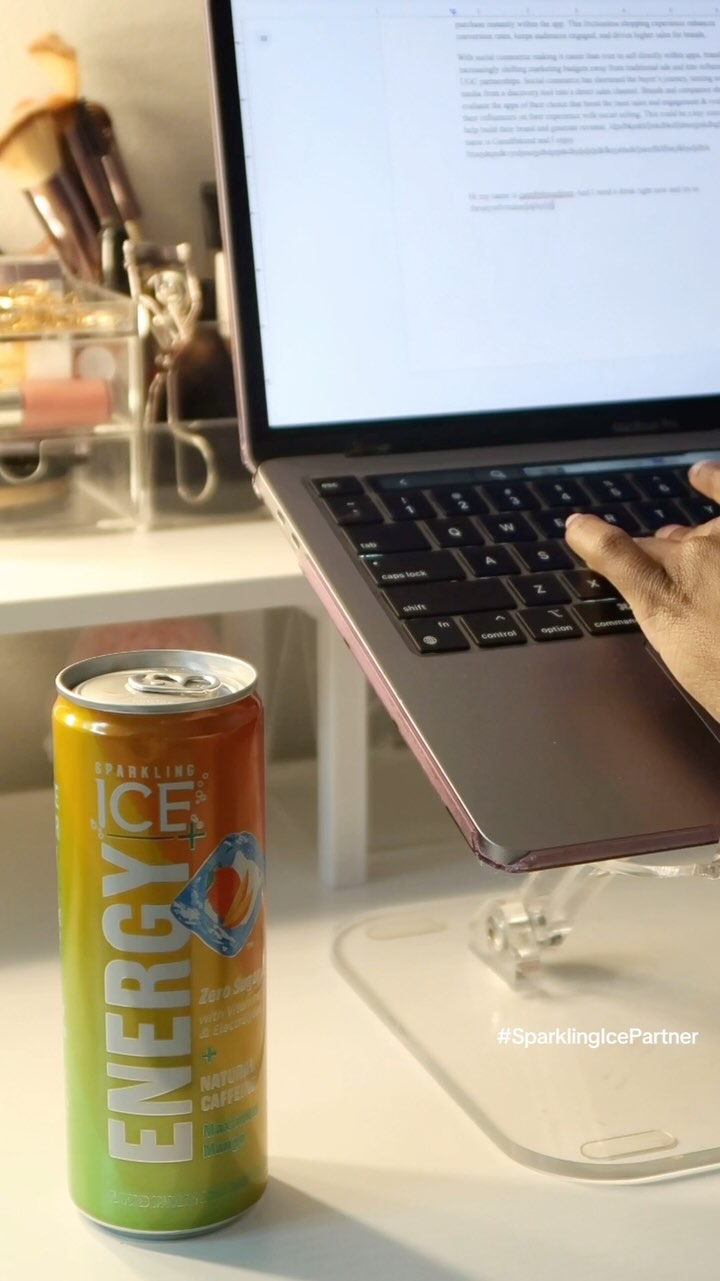 Instagram post by @gamille_v for Her Campus. Caption reads: #SparklingIcePartner Studying hard calls for a....