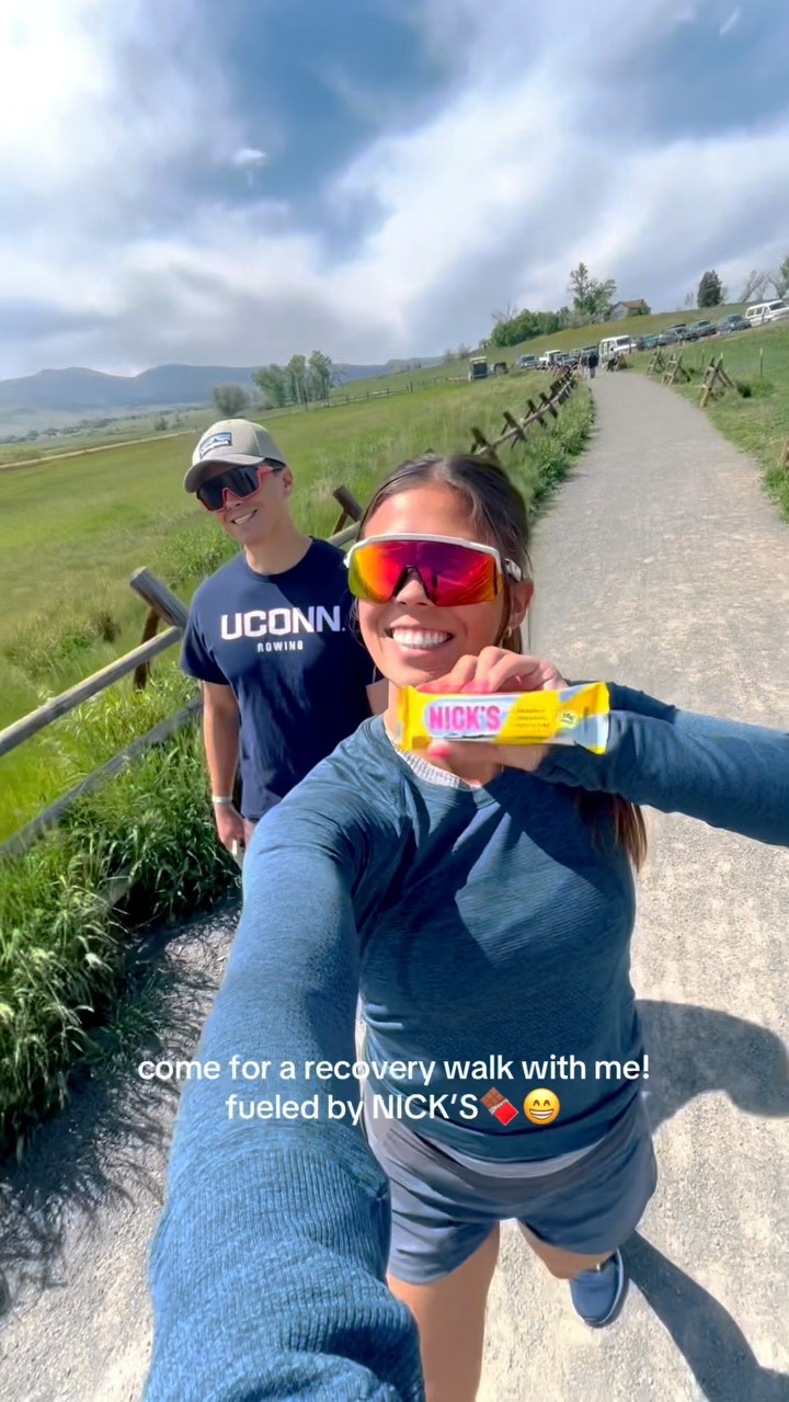 Instagram post by @anneliesemunter for 98Strong. Caption reads: My favorite pre practice snack! NICK’s are easy to....