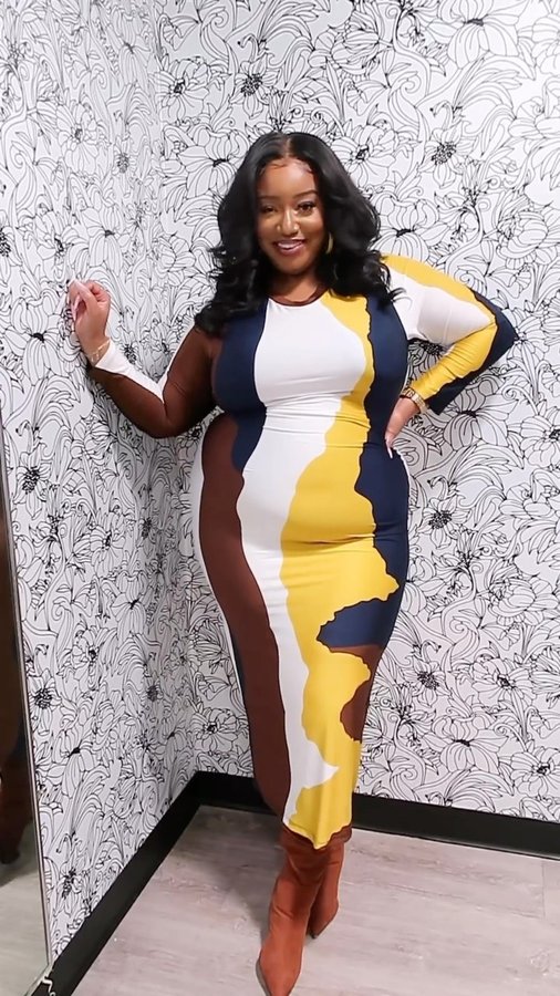 Instagram post by @simplysonja_m for Ashley Stewart. Caption reads: #ad Walking into my local @byashleystewart....