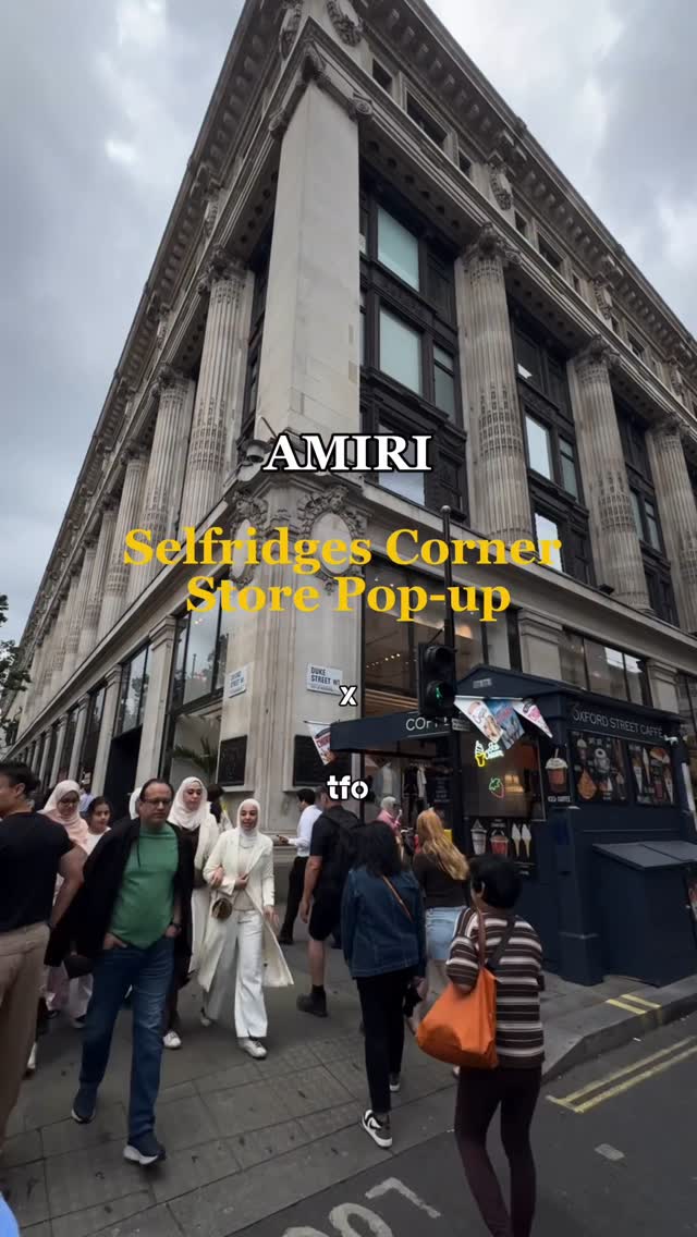 Instagram post by @thefashionobserve for AMIRI. Caption reads: AMIRI beach club, now open at the Selfridges [...].