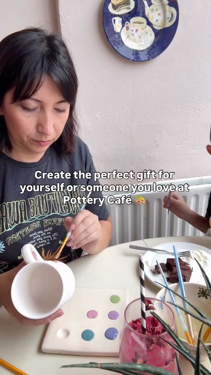 Instagram post by @little_escapes_london for Pottery Café. Caption reads: [...] tried something a little different at....