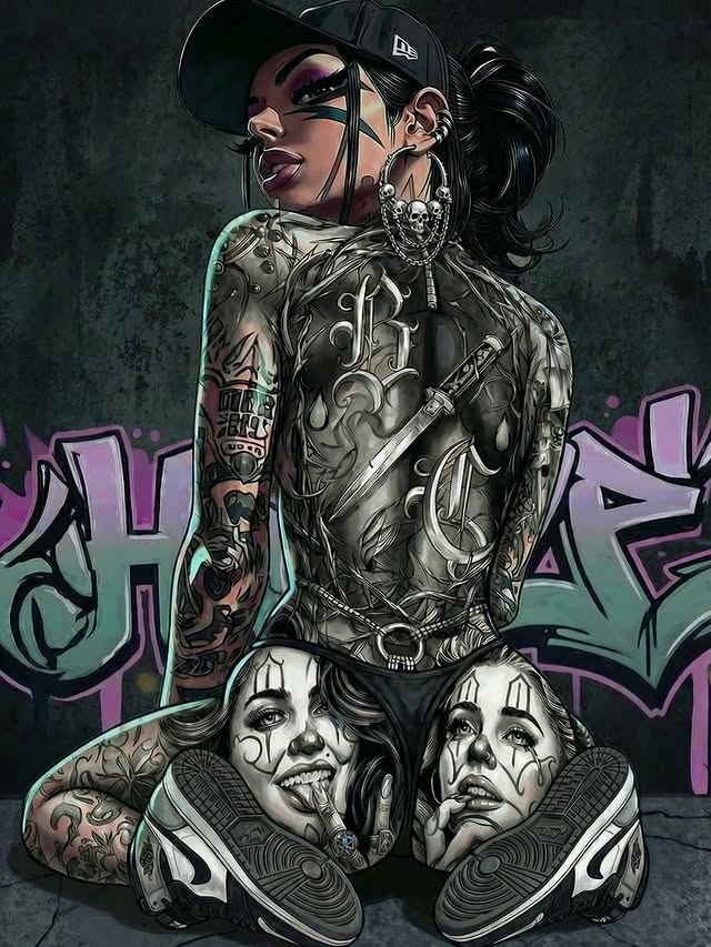 Instagram post by @made.by.jay.ai for Freepik. Caption reads: [...] the tattoo piece 🤟🏻💸 Sponsored by....