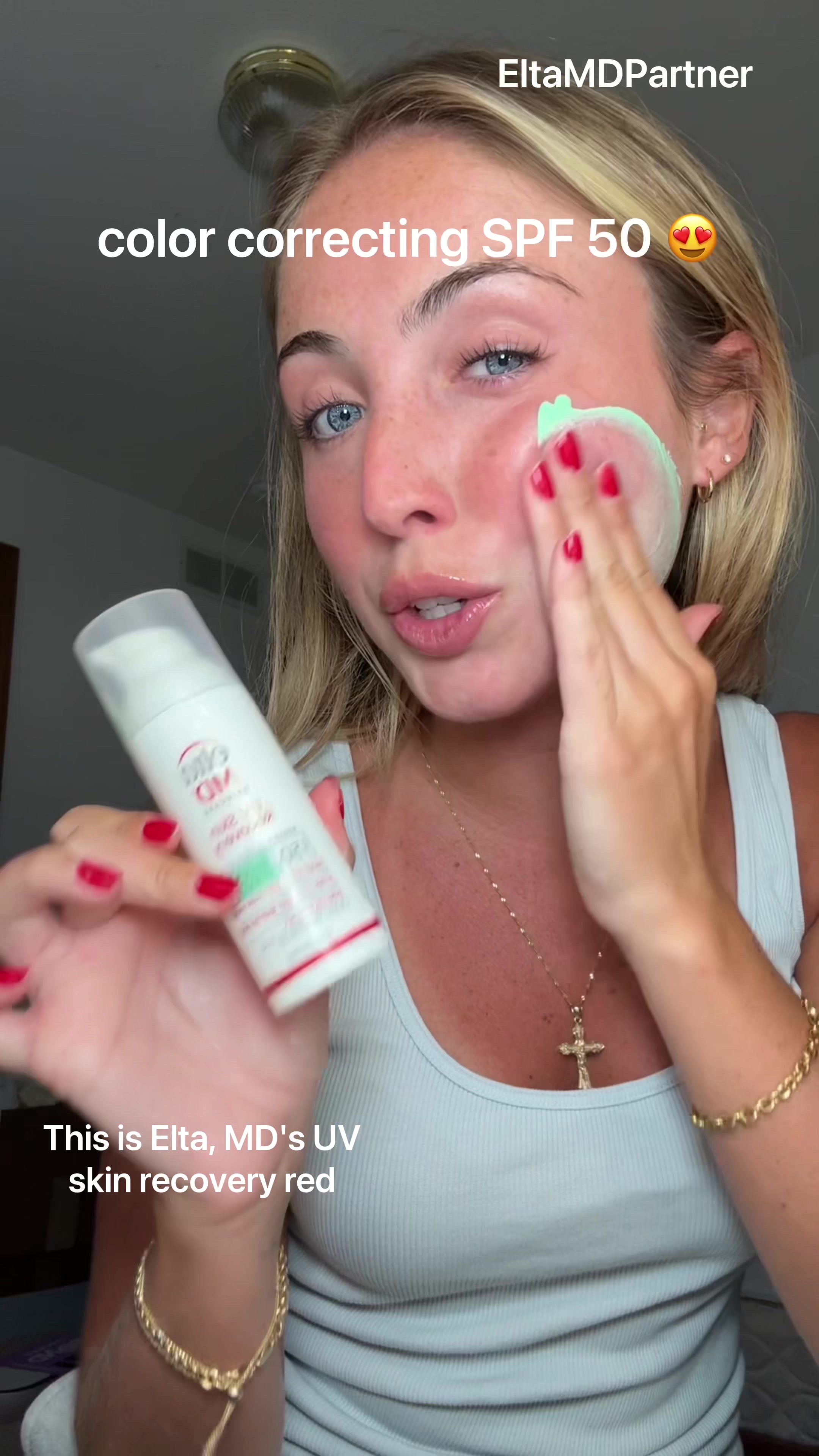 TikTok post by @katie.org for EltaMD. Caption reads: [...] helps strengthen your skin barrier? @EltaMD....
