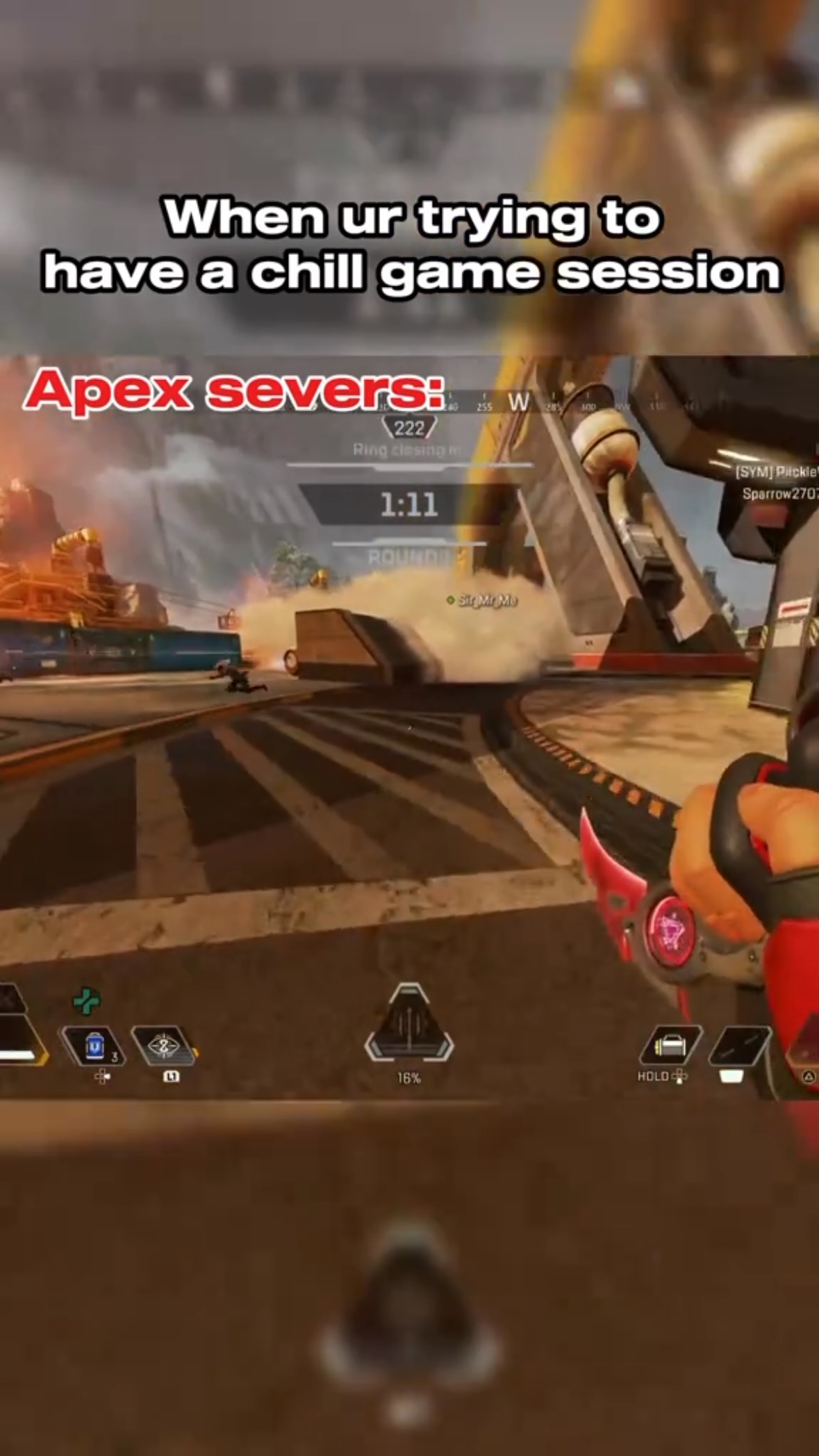 Instagram post by @mayor_of_fps for Apex Legends. Caption reads: almost every match 

OP: muhnoyttv.