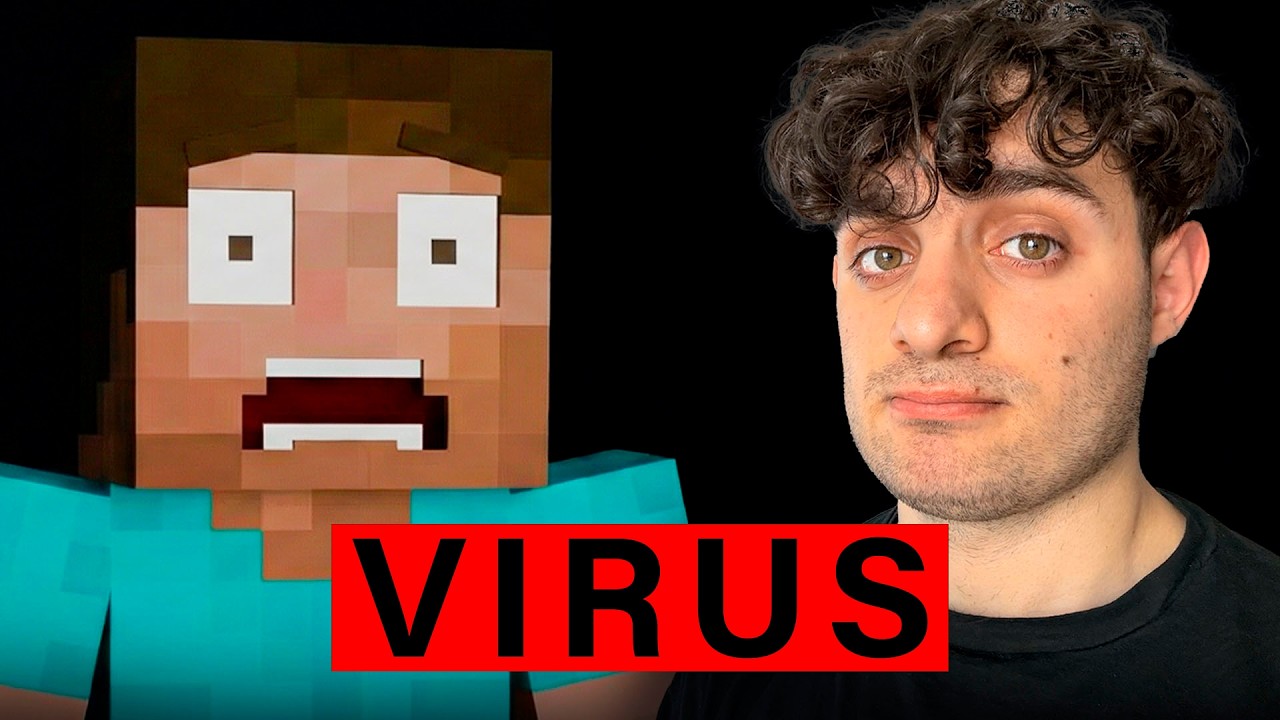 YouTube post by @Tomex. for Gvgmall. Caption reads: Minecraft HAS A VIRUS.