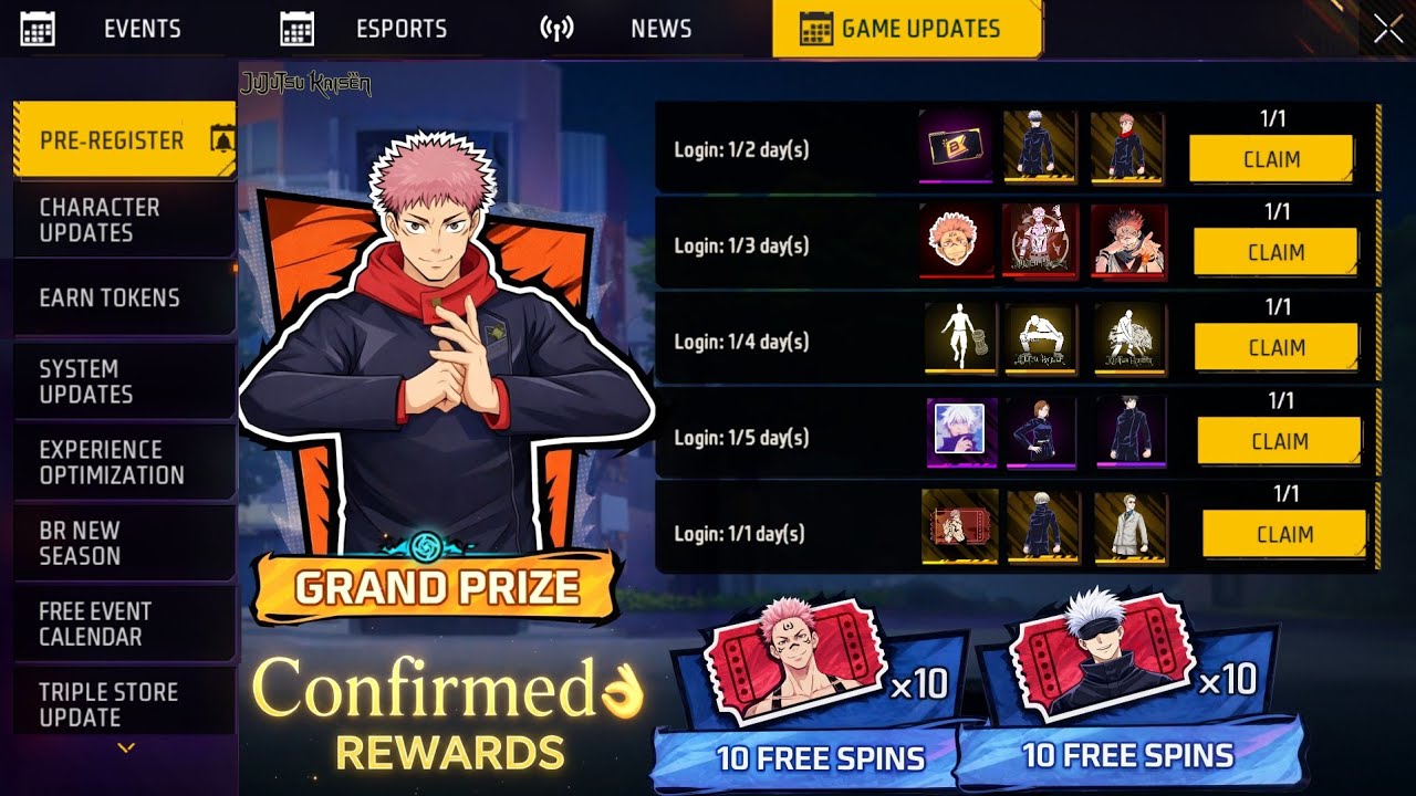 YouTube post by @kreationlive for Honeygain. Caption reads: JUJUTSU KAISEN EVENT CONFIRM REWARDS🔥 -.