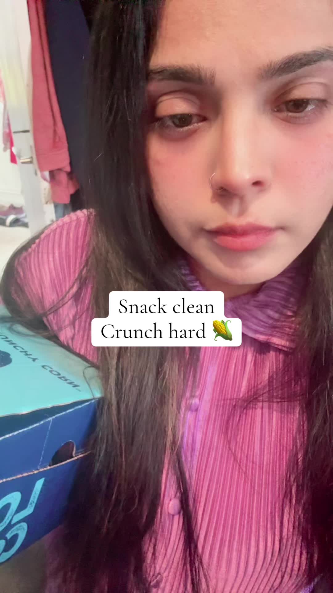 TikTok post by @saharayat_ali for LOVE CORN. Caption reads: Netflix,chill & a bag of crunch 😍 love corns....