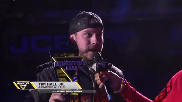 Instagram post by @timhall_jr for Monster Jam. Caption reads: @TimHall_Jr on fire in Spokane! 

He is your final....