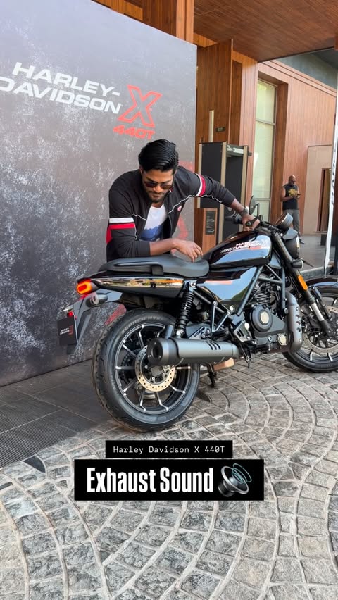 Instagram post by @bikersurajverma_ for Harley-Davidson. Caption reads: All New Harley Davidson X 440T Exhaust....