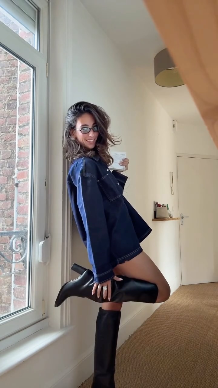 Instagram post by @florecita.hsl for VRG GRL. Caption reads: wearing denim is always a good idea @vrg.grl 🎾🫐....