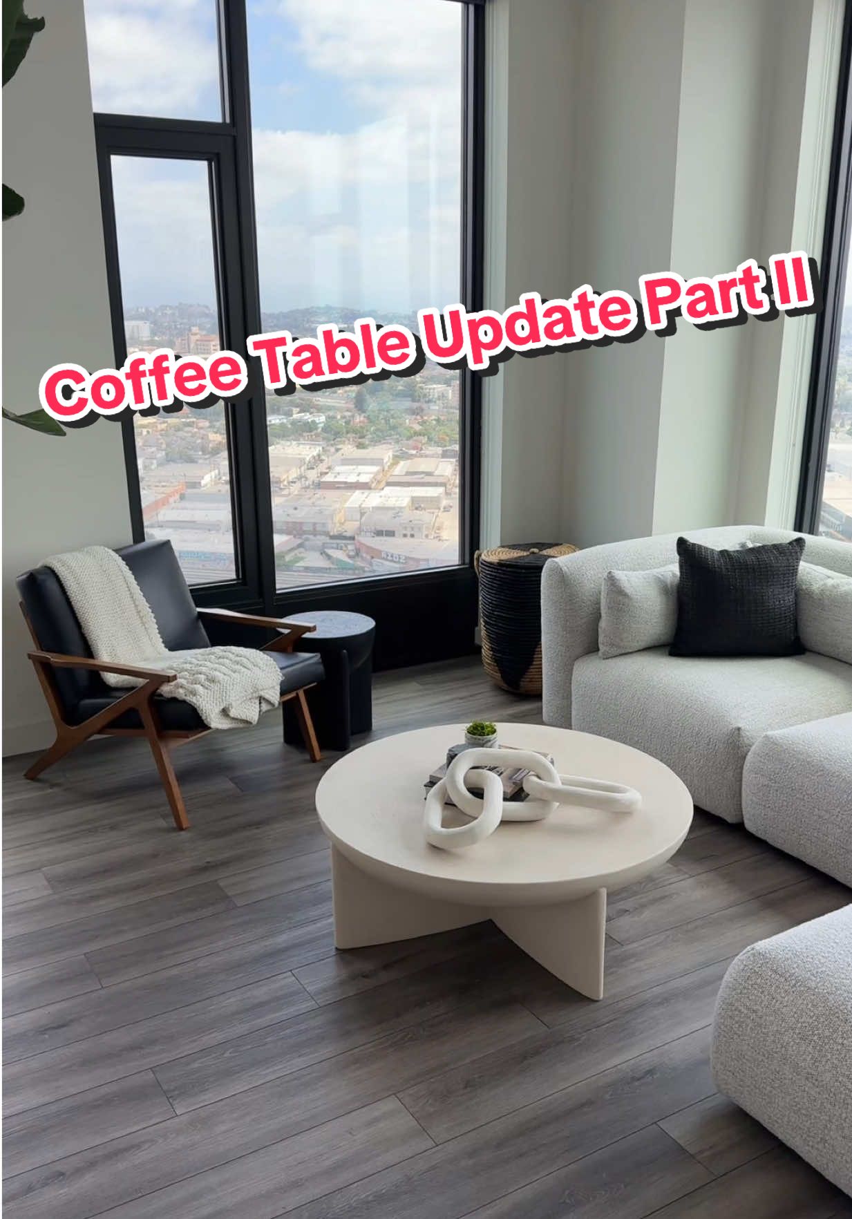 TikTok post by @thelavelleshow for West Elm. Caption reads: Do we still hate the coffee table?! 😭 #Vlog....