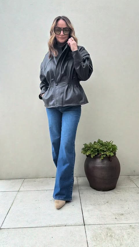 Instagram post by @lbstylesyou for Blue Vanilla. Caption reads: [...] waist faux leather jacket from....