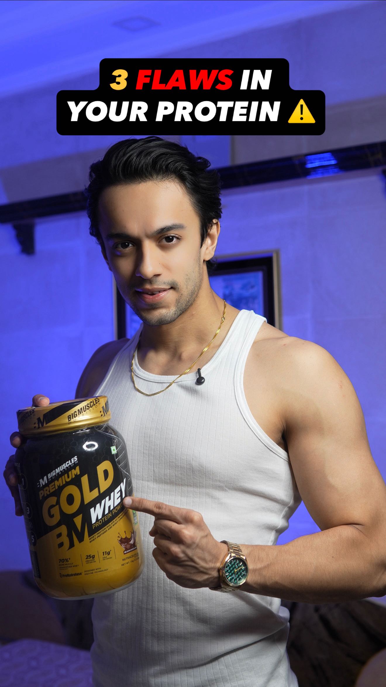 Instagram post by @muscle_mehta for Bigmuscles Nutrition. Caption reads: Still not seeing results even after taking....