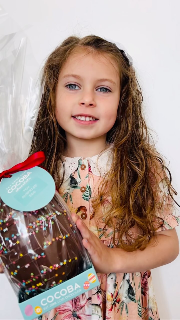 Instagram post by @mumma_to_the_sullivans for Cocoba Chocolate. Caption reads: [...] this chocolate toy suprise egg from....