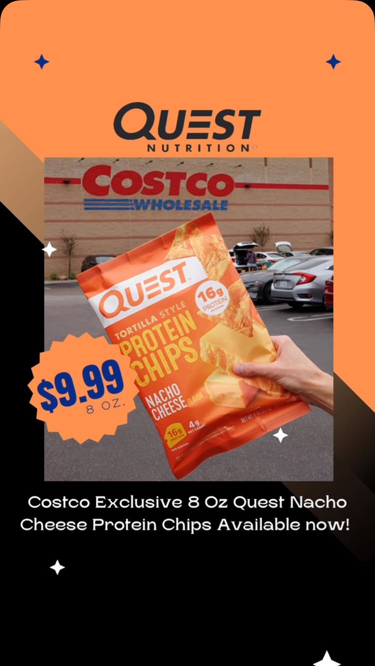 Instagram post by @costcodealsonline for Quest Nutrition. Caption reads: ‼️They’re back and now in Costco warehouse....