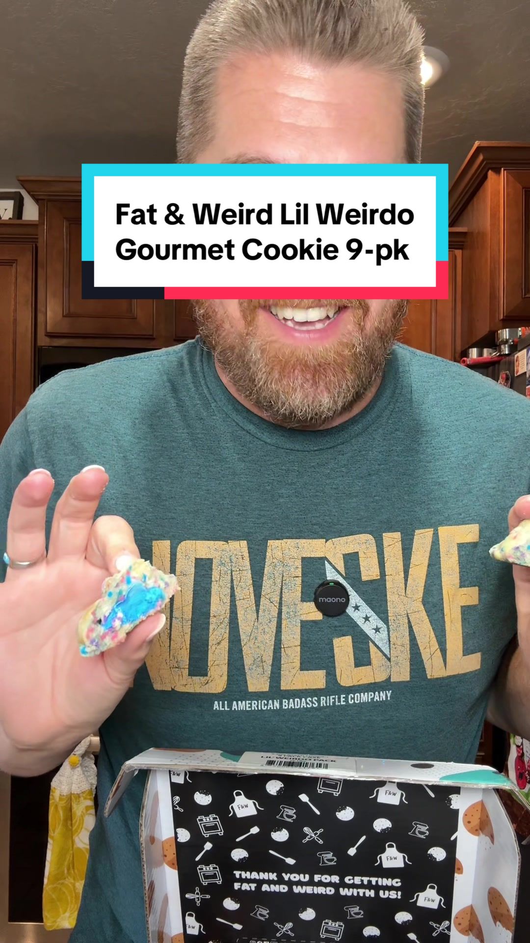 TikTok post by @jeremyreviews for Fat & Weird Cookie. Caption reads: This cookie from @Fat & Weird Cookie Company is....