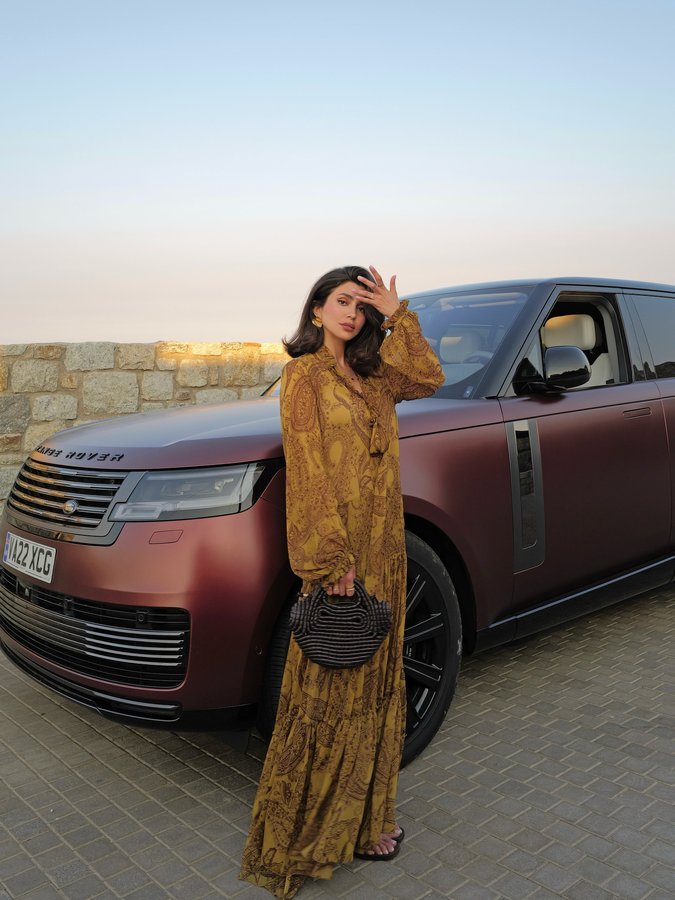 Instagram post by @aydahadi for Land Rover. Caption reads: [Anzeige] When @rangerover says Mykonos… you say....