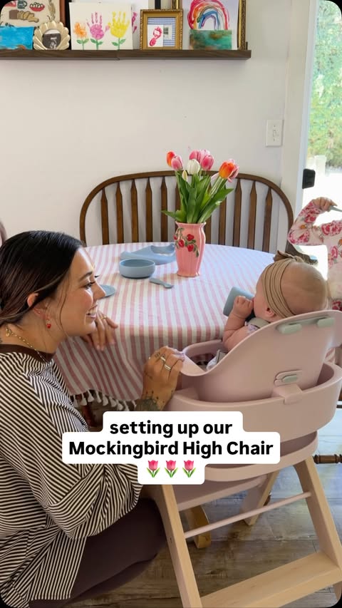 Instagram post by @amberandjune for Mockingbird. Caption reads: [...] this high chair from @hello_mockingbird and....
