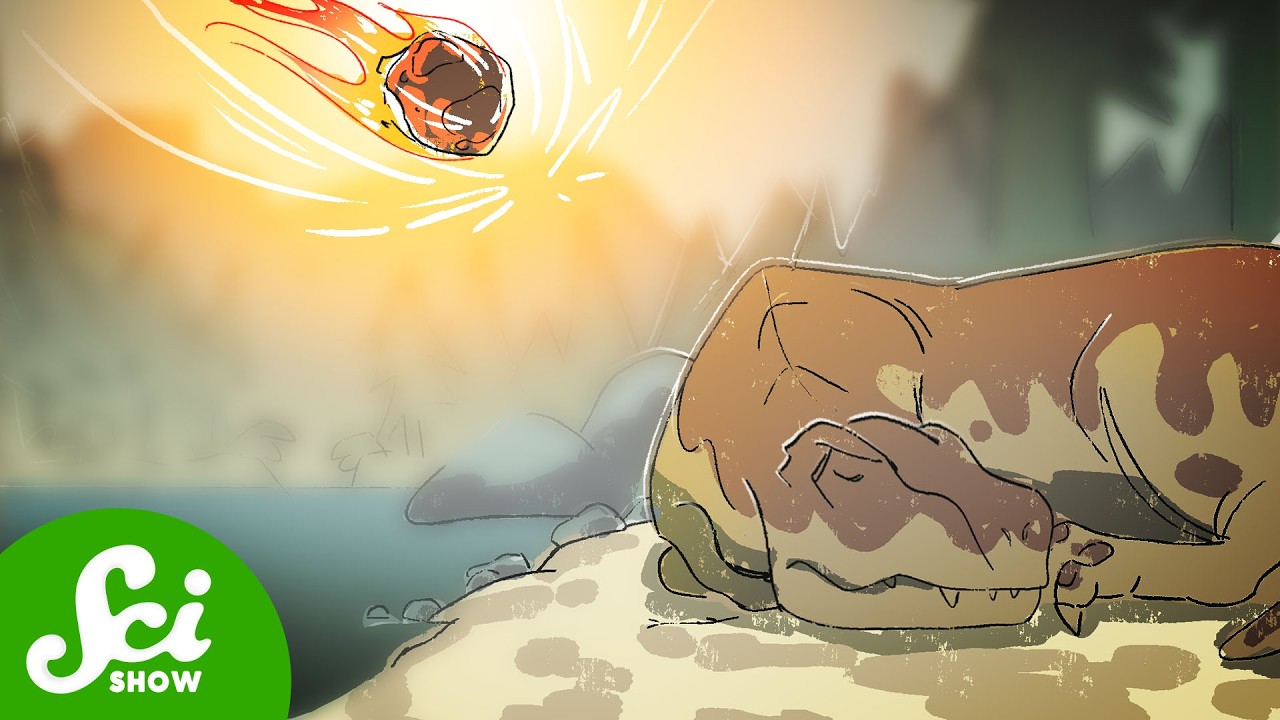 YouTube post by @SciShow for Brilliant.org. Caption reads: The Day the Dinosaurs Died.