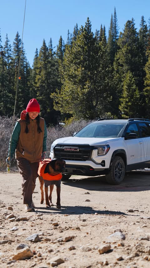 Instagram post by @rachelpuu for GMC. Caption reads: [...] alpine lake, especially now thanks to the....