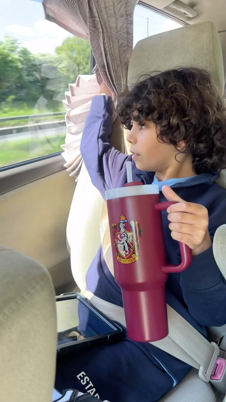 Instagram post by @sara.outabout for The Influence Room. Caption reads: Accio Gryffindor mug!” 🪄✨ 
Jad was all in from....