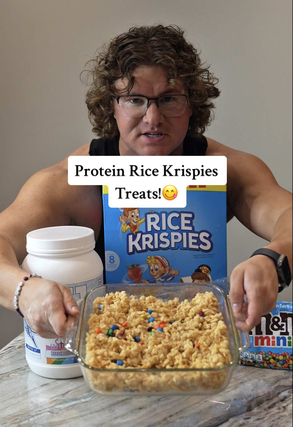 TikTok post by @cjspencerfit for RYSE Supplements. Caption reads: Protein Rice Krispies Treats!😋 @RYSE Supplements....