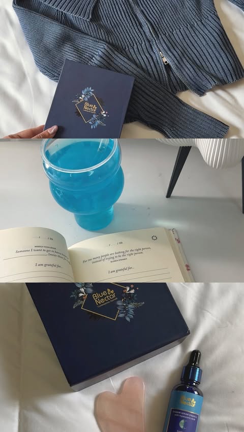Instagram post by @payalagarwall_ for Blue Nectar. Caption reads: morning routine with @bluenectar_ayurved 💙

this....