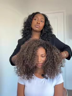TikTok post by @kendraalia for DevaCurl. Caption reads: [...] for a natural curl pattern using @DevaCurl....