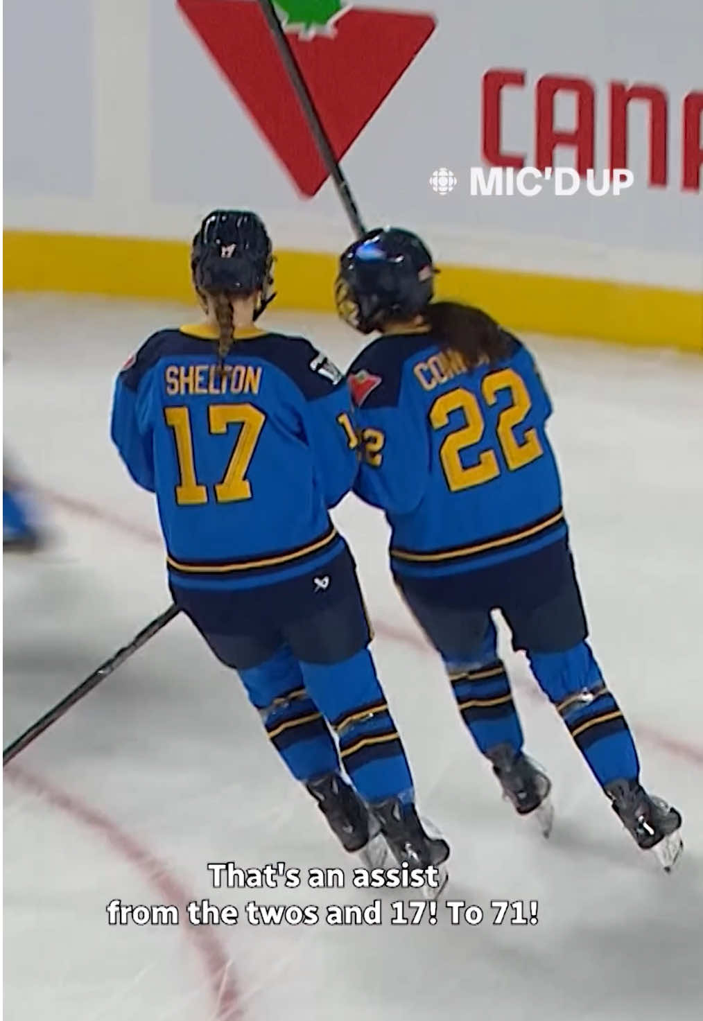 TikTok post by @cbcsports for Canadian Tire. Caption reads: [...] with Ella Shelton 🎙️ Presented by @Canadian....