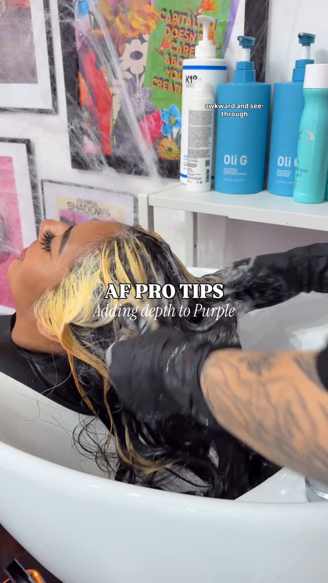 Instagram post by @crystalnadine for Arctic Fox Hair Color. Caption reads: Purple tips with @arcticfoxhaircolor 
Used Virgin....