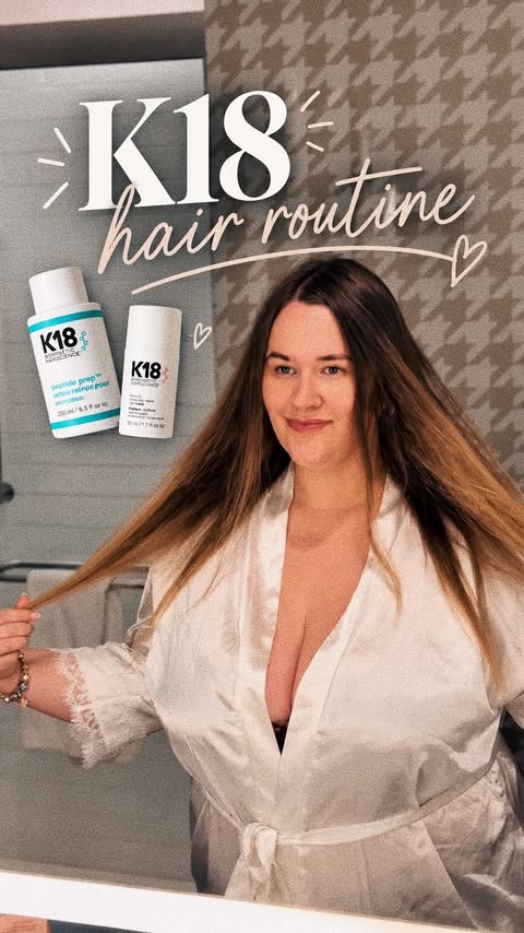 Instagram post by @alyonkashe for K18 Hair. Caption reads: [...] I’ve heard SO many amazing things about....